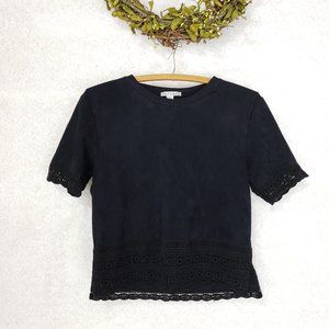 Miami Francesca’s Suede Crochet Black Top
